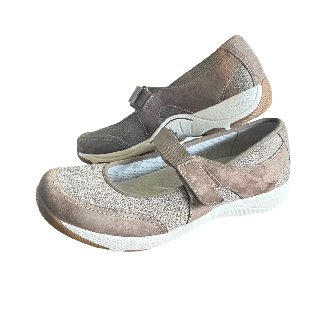 Dansko Hennie Mesh Mary Jane Brown Leather / Manmade Flat Mushroom Shoe 37 / 6.5 - Picture 4 of 14
